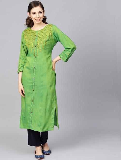 embroidered straight kurta - 16678168 - Standard Image - 1