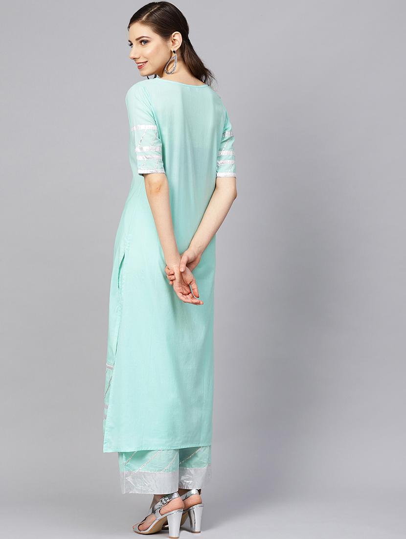 solid kurta palazzo set - 16678194 - Zoom Image - 3