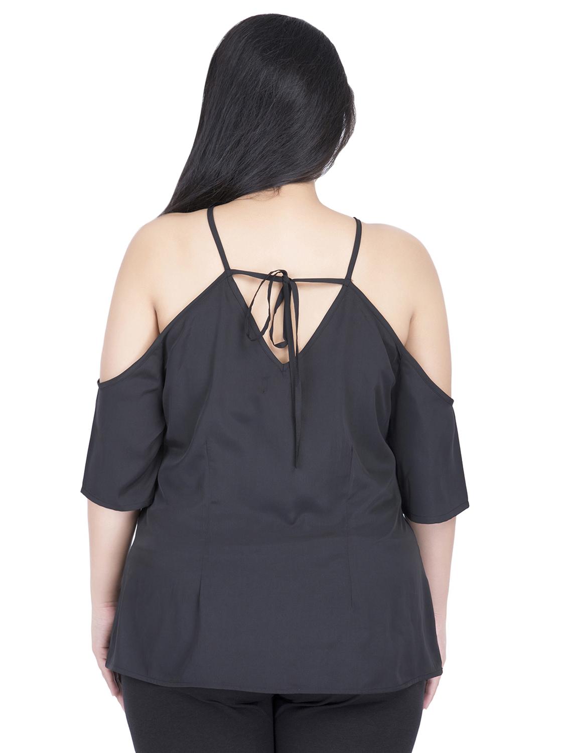 cold shoulder tie knot plus top - 16679104 - Zoom Image - 3