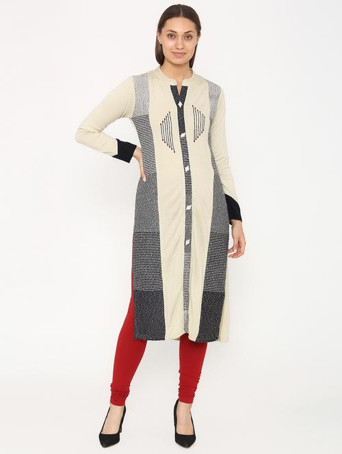 embroidered woolen kurta - 16679678 - Standard Image - 1