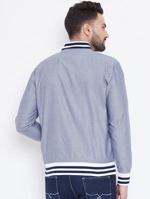 grey solid casual jacket - 16679731 - Standard Image - 3