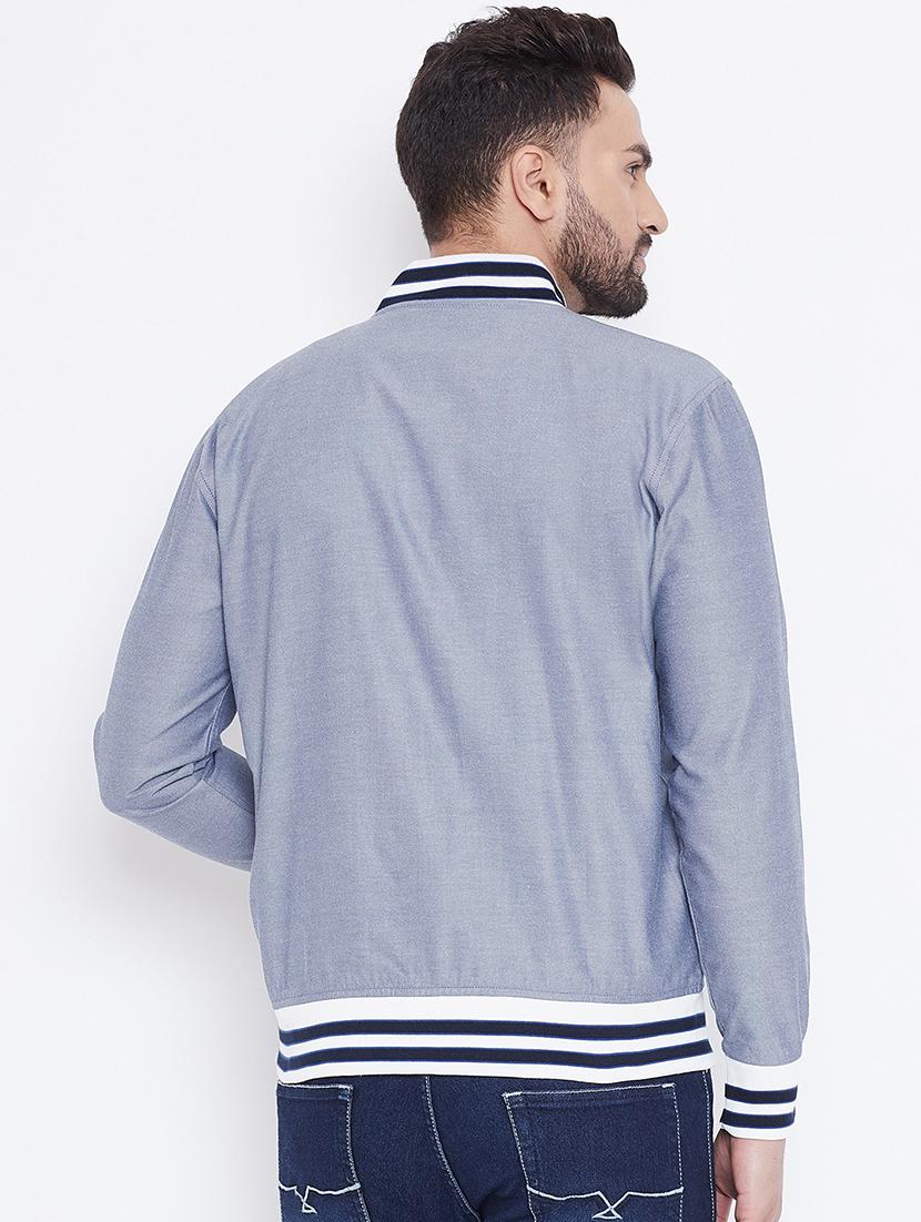 grey solid casual jacket - 16679731 - Zoom Image - 3