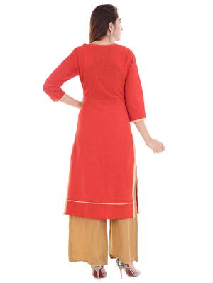 mirror work straight kurta - 16679755 - Standard Image - 3