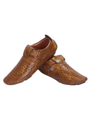 tan leatherette slip on sandals - 16679942 - Standard Image - 3