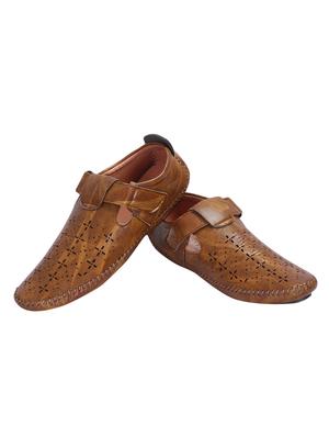 brown leatherette slip on sandals - 16679946 - Standard Image - 3