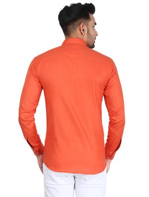 orange solid casual shirt - 16680049 - Standard Image - 3