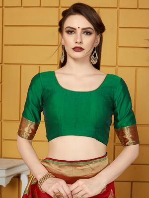 jacquard woven saree with blouse - 16680277 - Standard Image - 3