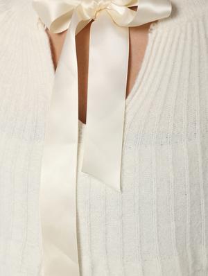 tie up neck solid wool pullover - 16680307 - Standard Image - 6