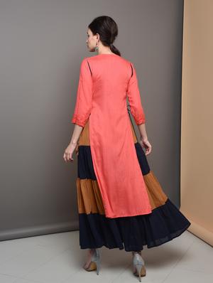 embroidered layered kurta - 16680662 - Standard Image - 3
