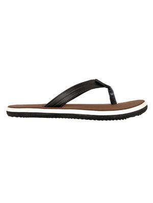 brown leatherette toe separator flip flops - 16680755 - Standard Image - 3