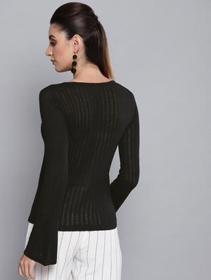 bell sleeved solid top - 16680775 - Standard Image - 3