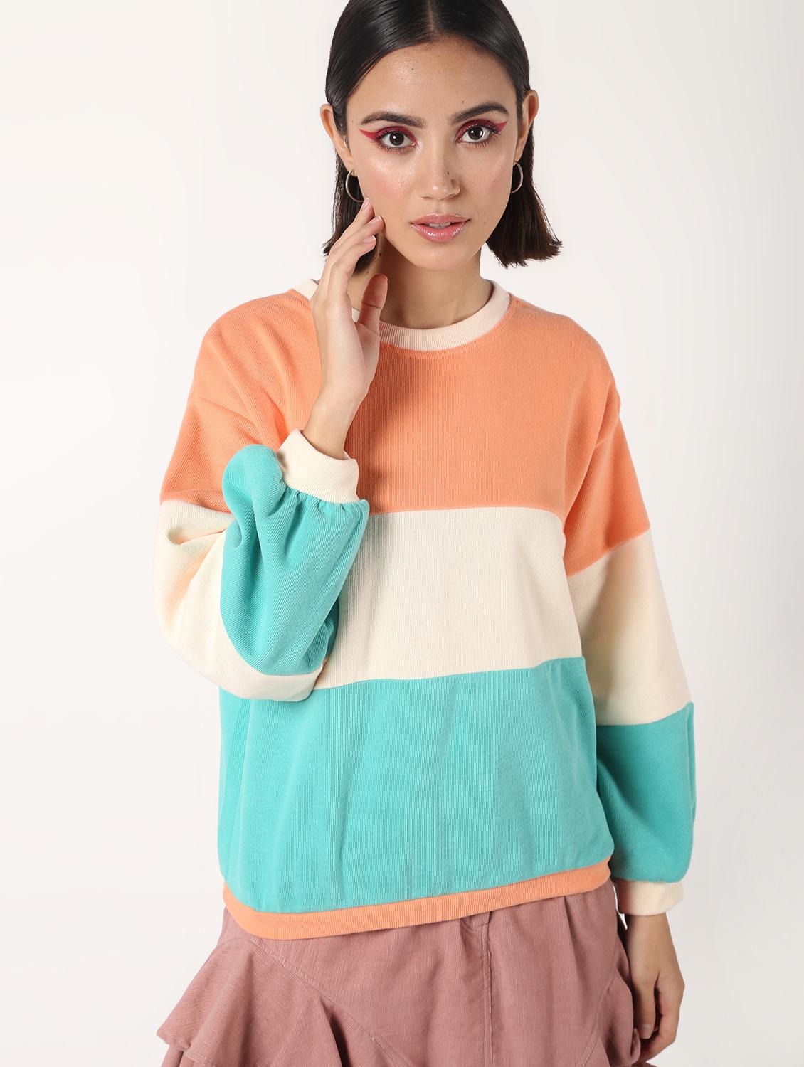color block crew neck wool pullover - 16680903 - Zoom Image - 3