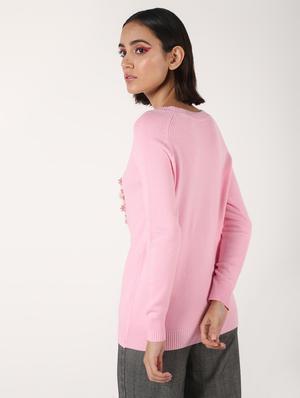 round neck embellished wool pullover - 16680904 - Standard Image - 3