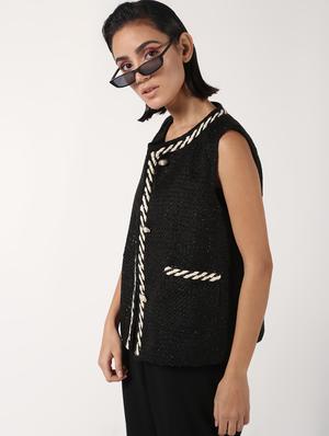 cord embellished pocket slit wool coat - 16680935 - Standard Image - 3