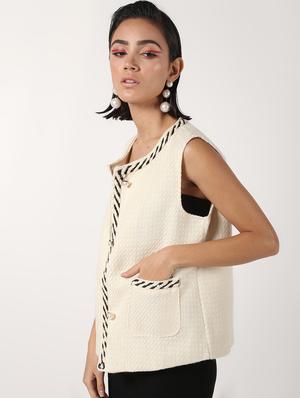 cord embellished pocket slit wool coat - 16680936 - Standard Image - 3