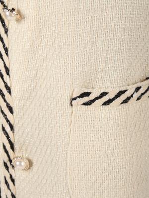 cord embellished pocket slit wool coat - 16680936 - Standard Image - 6