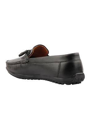 black leatherette slip on loafers - 16681275 - Standard Image - 3