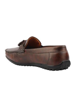 brown leatherette slip on loafers - 16681276 - Standard Image - 3