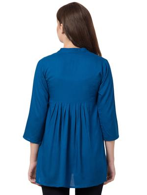 mandarin neck pleated top - 16681330 - Standard Image - 3