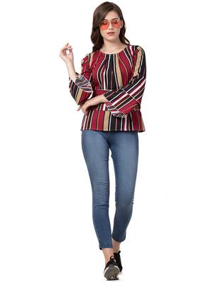 tie front striped top - 16681333 - Standard Image - 3