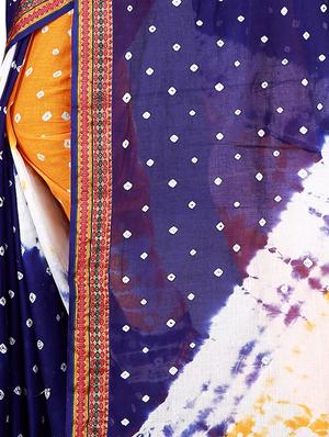 zari bordered bandhani saree with blouse - 16681385 - Standard Image - 3