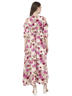 cold shoulder floral a-line dress - 16681434 - Standard Image - 3