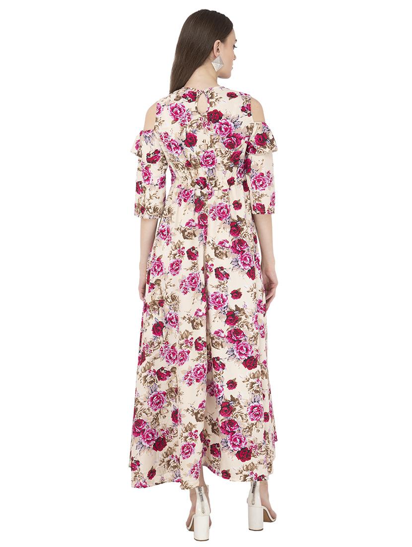 cold shoulder floral a-line dress - 16681434 - Zoom Image - 3