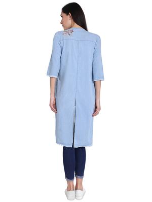 solid embroidered denim regular shrug - 16681449 - Standard Image - 3