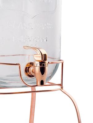 glass dispenser set with metal stand in copper finish for infused water - 16681519 - Standard Image - 3