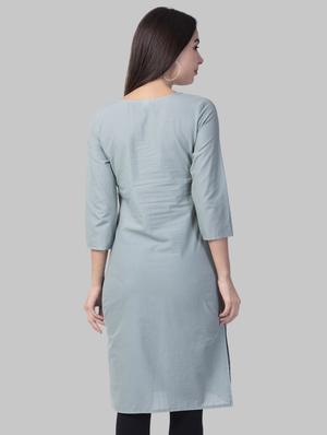 solid straight kurta - 16681934 - Standard Image - 3