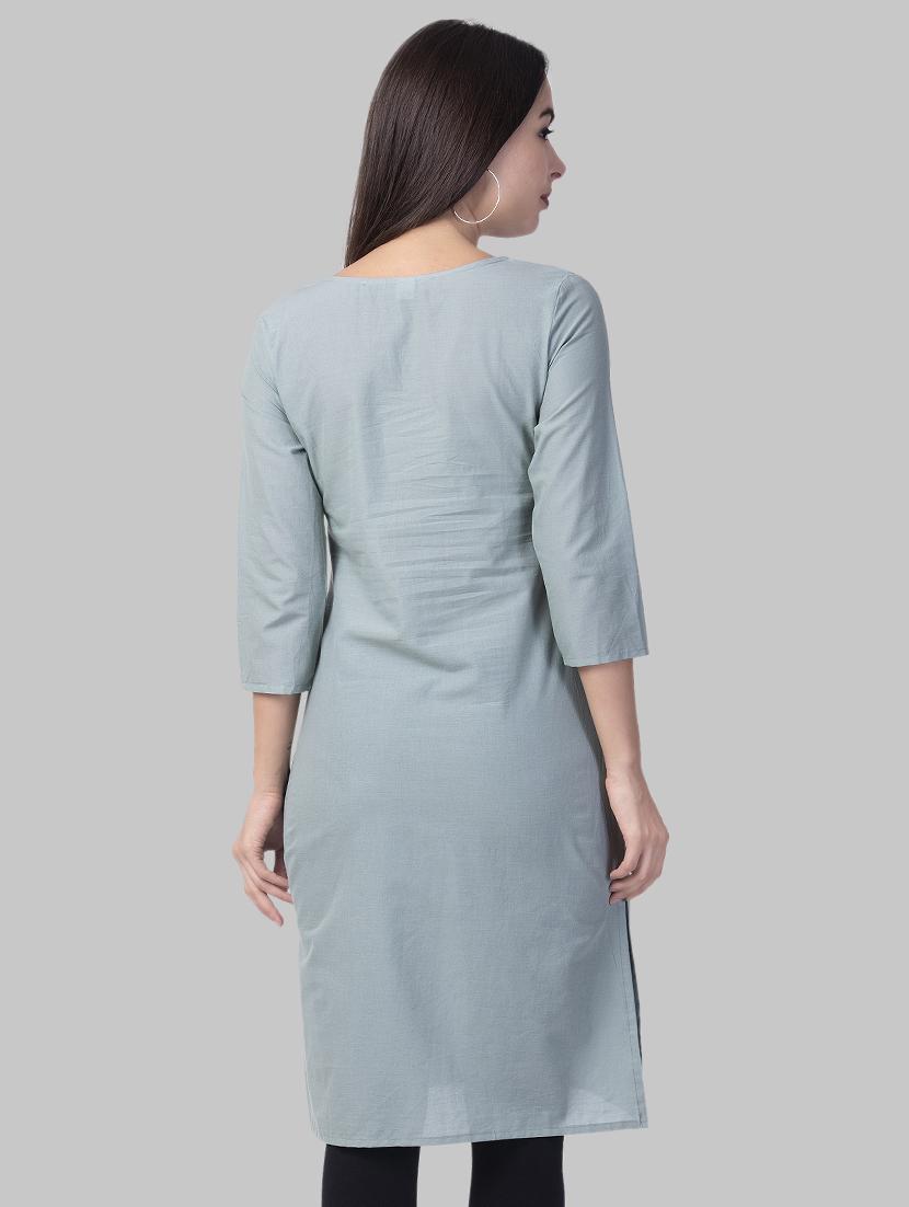 solid straight kurta - 16681934 - Zoom Image - 3