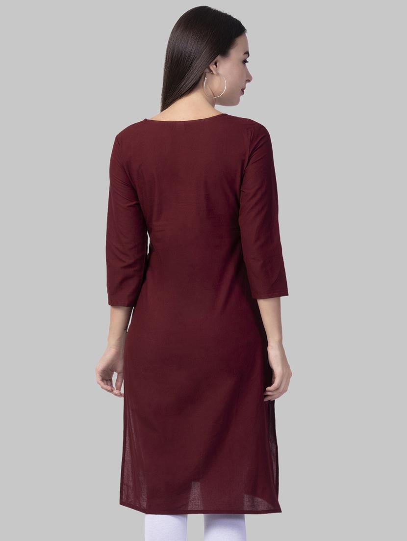 solid straight kurta - 16681940 - Zoom Image - 3