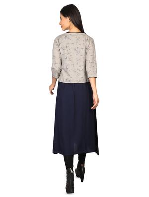 navy rayon aline kurti - 16681955 - Standard Image - 3
