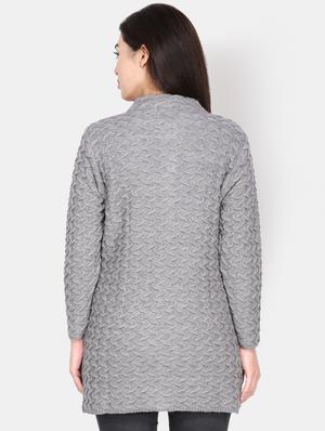 mandarin neck long sleeved wool cardigan - 16682110 - Standard Image - 3
