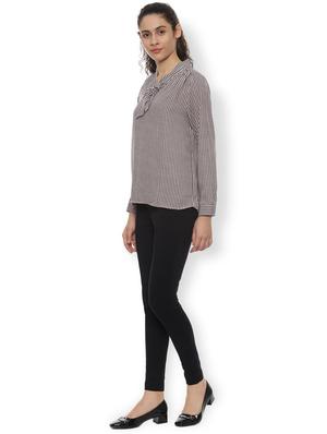 tie up neck striped top - 16682325 - Standard Image - 3
