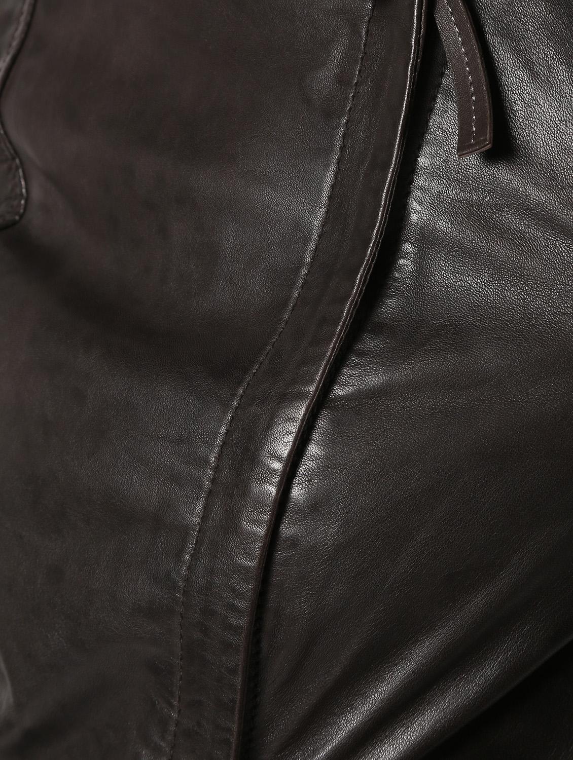 pocket detail long sleeved leather jacket - 16682484 - Zoom Image - 6