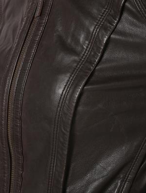 pocket detail long sleeved leather jacket - 16682489 - Standard Image - 6