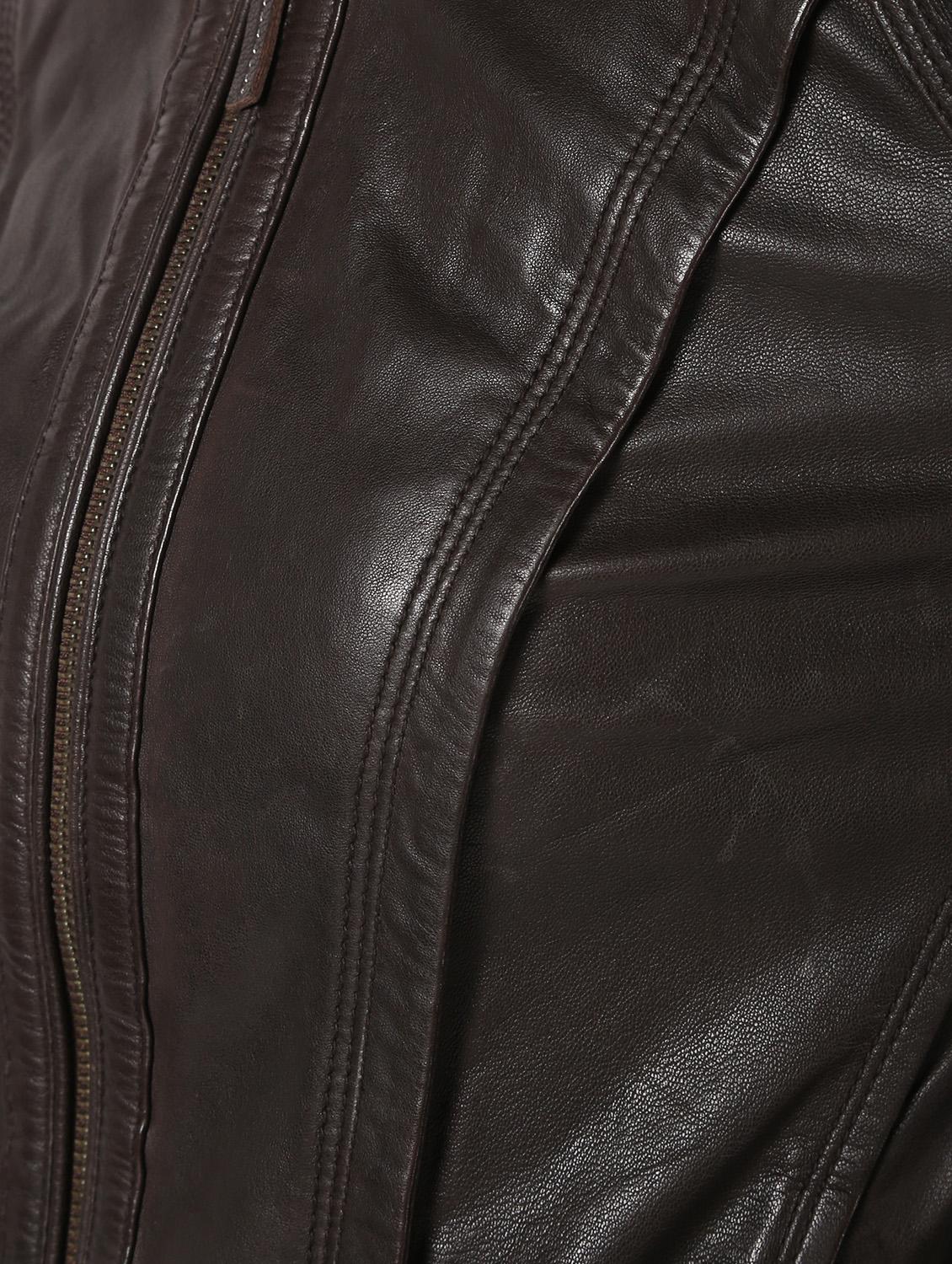 pocket detail long sleeved leather jacket - 16682489 - Zoom Image - 6
