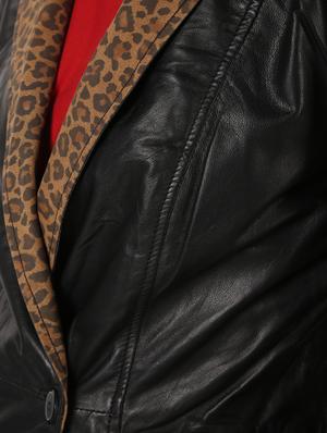 lapel neck long sleeved leather jacket - 16682497 - Standard Image - 6
