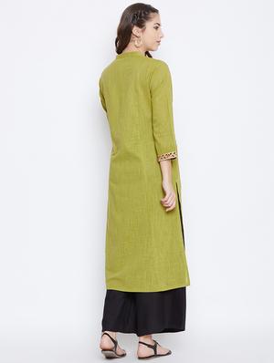 solid straight kurta - 16682873 - Standard Image - 3