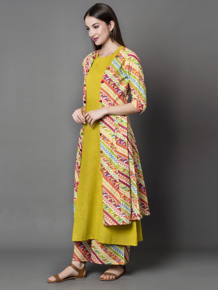 printed kurta with jacket - 16682987 - Zoom Image - 3