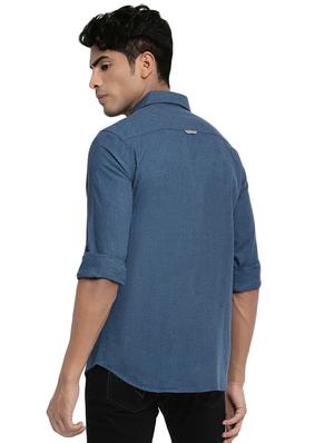 blue solid casual shirt - 16684091 - Standard Image - 3