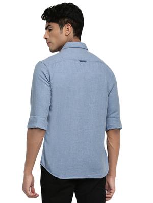 blue solid casual shirt - 16684093 - Standard Image - 3