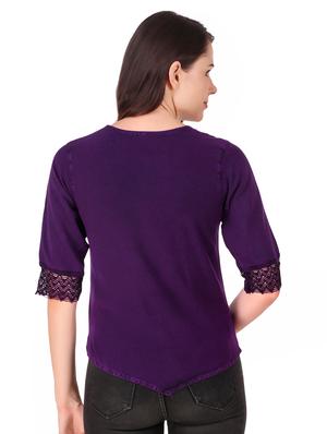 round neck embroidered laced detai top - 16684369 - Standard Image - 3
