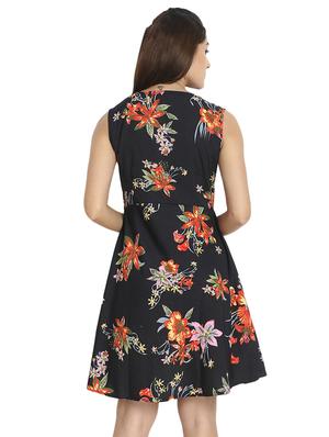 round neck floral a-line dress - 16684372 - Standard Image - 3