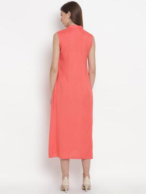 button up shirt collar a-line dress - 16684389 - Standard Image - 3