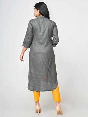 color block high-low kurta - 16684557 - Standard Image - 3
