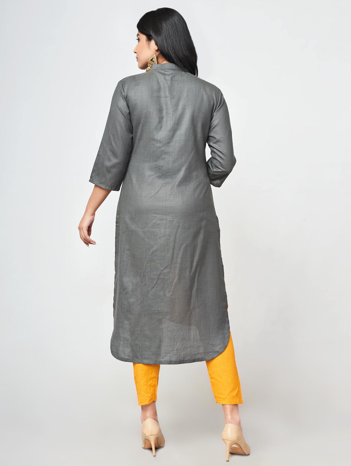 color block high-low kurta - 16684557 - Zoom Image - 3
