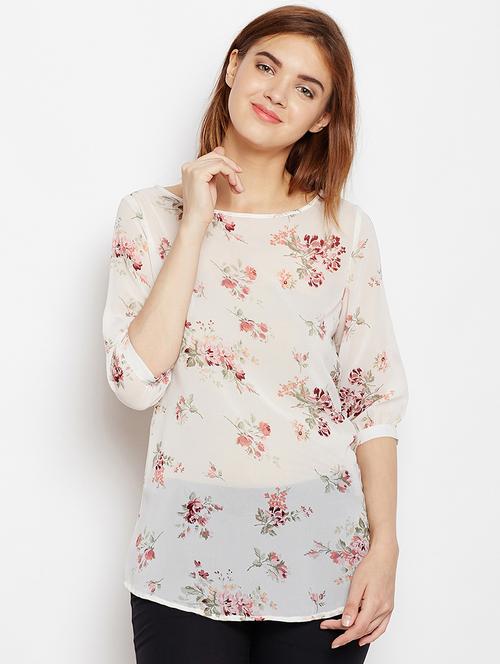 boat neck floral top - 16684562 - Standard Image - 1