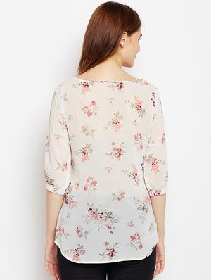 boat neck floral top - 16684562 - Standard Image - 3
